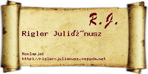 Rigler Juliánusz névjegykártya